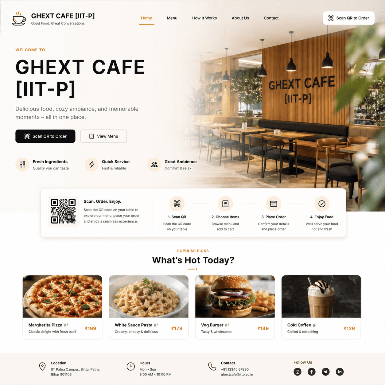 Smart Restaurant Ordering System interface